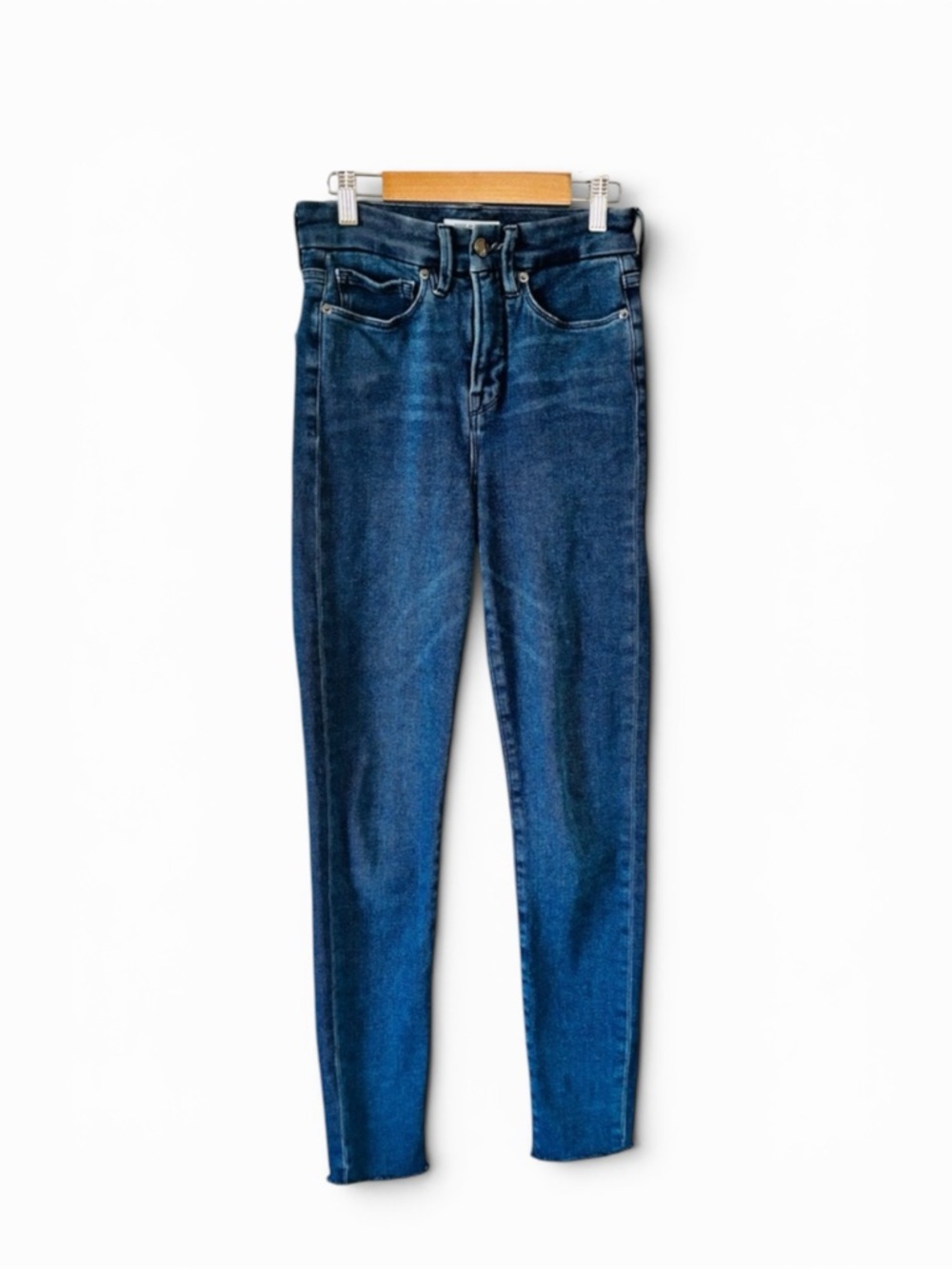 Good American Good Waist frayed‎ hem skinny jean 0/25